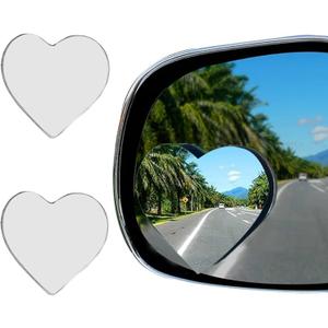 2 x 2 Pack Heart Blind Spot Mirrors, Heart Shaped Wide Angle Convex Rearview Side Mirrors, Cute Frameless Stick-On Car Accessories for Women, SUVs, and Trucks