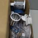 Geedel Rotary Cheese Grater Cheese Shredder - Upgraded 5-in-1 Cheese Grater with Handle and Strong Suction Base, Multi-purpose Vegetable Slicer Ice Shaver Nuts Grinder for Ice, Vegetables, Fruit, Nuts (Blue White)