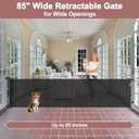 85 Inch Extra Wide Retractable Baby Gate Indoor Extra Long Baby Gate Outdoor Extra Large Dog Gate Child Gates for Wide Openings Mesh Pet Gate for Stairs Dog Gates for Doorways, Porches, Black