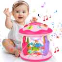Baby Girl Toys 6-12 Months: Babies Ocean Rotating Light Up Musical Toys 12-18 Months Crawling Learning Infant Toy for Toddlers 1 2 3 Years Old Baby Girl (Pink)