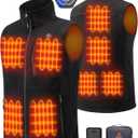 Fleece Heated Vest for Men with 16000mAh 7.4V Battery, Ergonomics Heating System, 9 Heating Zones Vest for Skiing (X-Large)