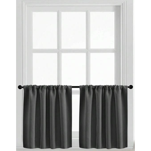 2 PCS Solid Color Blackout Short Curtain, Modern Minimalist Window Curtain For Living Room, Bedroom, Kitchen And Other Decor, Size 43x45.5"