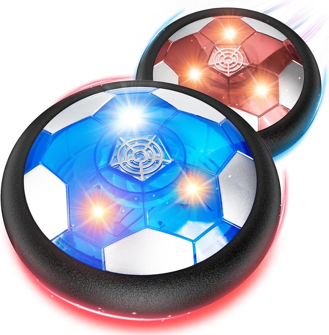 2Pcs LED Hover Soccer Ball Indoor Toys for 3-12 Year Old Boys Girls Christmas Birthday Gifts for 3 4 5 6 7 8 9 10 Years Old Kids Air Floating Soccer Toy Toddler Games Foam Bumper