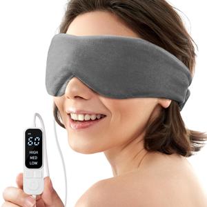 YFONG Heated Eye Mask, Warm Eye Compress Mask for Dry Eyes, USB Electric Heating Pad with Temperature & Timer Control, Dry Sleep Mask for Relax & Reduce Strain Dark Circle Stye Treatment, Grey 