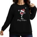 BLANCHES Plus Size Christmas Sweatshirts for Women Funny Xmas Sweater Pullover Cute Holiday Merry Christmas Graphic Tops (XXXL)
