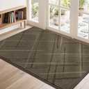 COSY HOMEER Front Door Mat Low Profile Non-Slip Doormat for Entryway, Absorbent Dirt Trapper Washable Entrance Mat, Sturdy Polyester Doormats (48"x32", Brown)
