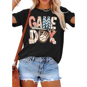 Baseball Shirt Women Baseball Mom Shirts Baseball Gifts Tee Game Day Outfits Funny Baseball Graphic Tops, M