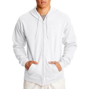 Hanes mens Zip-up Hoodie, Ecosmart Fleece Full-zip Hoodie for Men, Hooded Sweatshirt (Large, White)