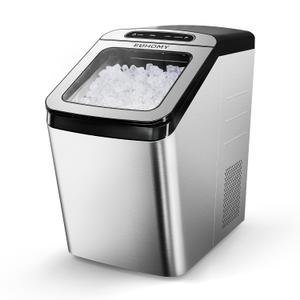 EUHOMY Nugget Ice Maker Countertop, Max 34lbs/Day, 2 Way Water Refill, Self-Cleaning Pebble Ice Maker Machine with 3Qt Reservoir, Ideal for Home, Office, Bar, and Party. (Silver) (Stainless Steel Sliver)