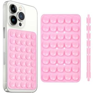 Pack of 6 Hlija Suction Cup Phone Case Mount Double-Sided,Silicon Sticky Phone Stand for iPhone and Android, Hands-Free Strong Grip Holder for Selfies and Videos - Baby Pink