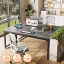 Huuger 63 x 24 inch Desk with Power Outlets & USB-C, Deeper & Thicker Desktop, Robust Metal Tubes, Computer Desk, Heavy Duty Office Desk, Work Gaming Desk, for Home Office, Grey