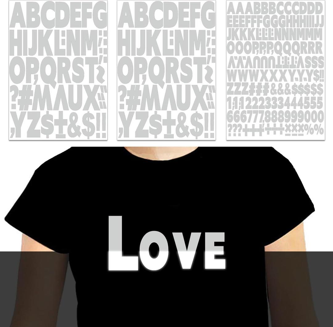 222 Piece Reflective Iron On Heat Transfer 2Inch & 1 inch Alphabets Numbers Fabric Vinyl Letter DIY for Sport Jerseys T Shirts Clothes Slogan Printing Crafts Decoration (2sheets 2IN +1 Sheet 1IN)