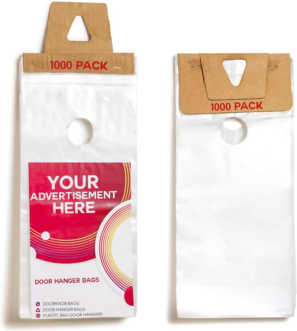 Door Hanger Bags 6 x 12 Waterproof and Secure 1000 Pack