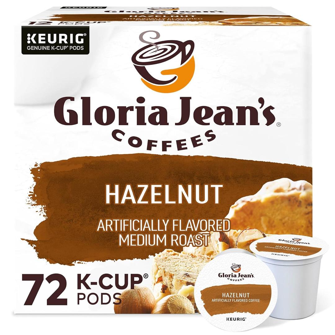 Gloria Jean's Coffees Hazelnut, Single-Serve Keurig K-Cup Pods, Flavored Medium Roast Coffee, 72 Count (12 Count (Pack of 6)) BB 6/16/27
