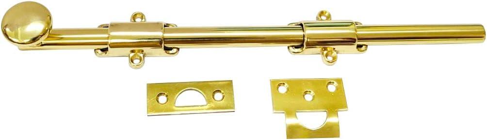 QCAA Solid Brass Dutch Door Bolt, 12", Polished Brass, 1 Pack, Made in Taiwan