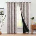 jinchan Blackout Curtains for Bedroom, Taupe Grey Scroll Floral Patterned Curtains 84 Inch Length for Living Room, Vintage Art Deco Drapes, Thermal Insulated Window Curtains Grommet 2 Panels