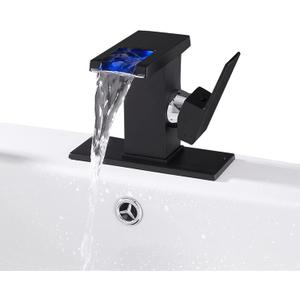 LOOPAN LED Light Bathroom Faucet - Black One Hole Single Handle Faucet for Bathroom Sink Mount Vanity for Commercial & Residential Use