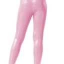 Girls Metallic Active Leggings Size 4-14 Years Shiny Sparkly Mystique Stretch Ankle Length for Kids Youth Teen (Pink)