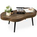 Yshygmqkd Small Irregular Coffee Table Thick Top Cloud Table for Living Room Modern Industrial Coffee Table Wooden Funky Coffee Tables for Small Space Home Office Easy Assembly Rustic Brown