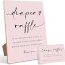 Baby Shower Diaper Raffle Game,Baby Shower Games,Baby Shower Decorations,Baby Shower Signs,Gender Reveal Decorations,1 Wooden Play Sign with Stand and 50 Diaper Raffle Tickets SetPink08