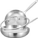 LOLYKITCH 8-12 Inch Stainless Steel Pans Set with Lid | Detachable Handle