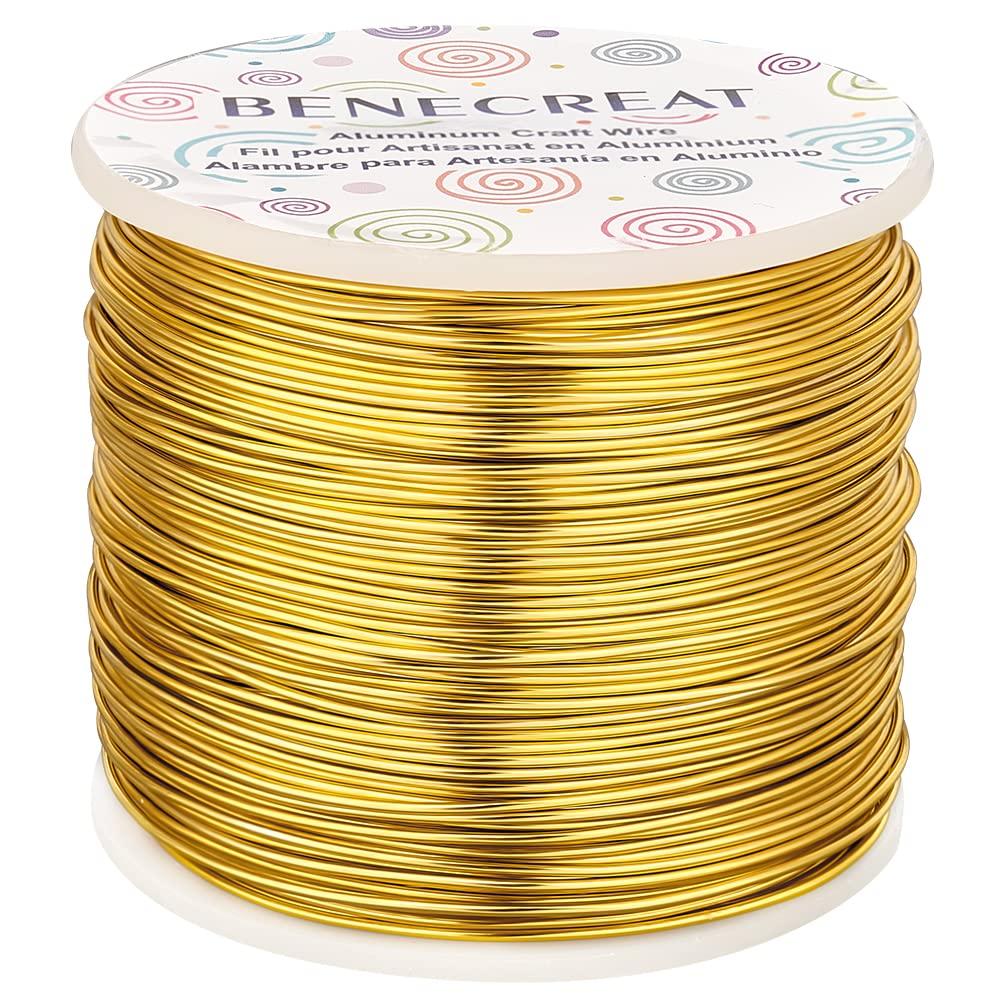 BENECREAT 9 10 12 15 17 18 20 Gauge Gold Aluminum Wire (18 Gauge,492 FT) Anodized Jewelry Craft Making Beading Floral Colored Aluminum Craft Wire for Garden, Model Making