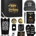 50th Birthday Gifts for Men - Unique Comprehensive Black & Gold Gift Box for Husband, Dad, Grandpa, Friends, Him