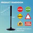 Cast Iron Sign Stand, 48 In Tall Pedestal Post, 14 In Base, Parking, Black