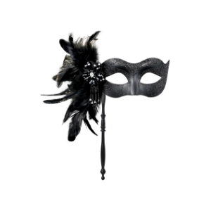 2025 New Masquerade Mask for Women with Stick - Shiny Women's Feather Mardi Gras Venetian Mask for Costume Accessory