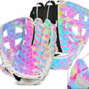 Kids Baseball Glove,Softball Gloves,Baseball Softball Mitt for Kids Girls Toddlers, Tee Ball Glove for Training and Beginner Play, Left Hand Glove, Right Hand Throw (9", Rainbow Mermaid)