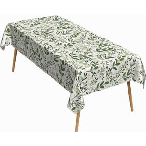60x102 Inch Green Plant Rectangle Tablecloth Botanical Leaves Rural Countryside Table Cloth Washable Durable Table Cover for Kitchen Buffet Party Dining Picnic BBQ Decor