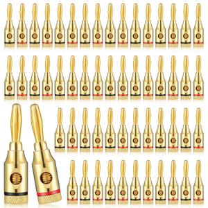 Flutesan 60 Pcs Banana Plugs Gold Plated Speaker Banana Plugs 30 Pairs/ 60 pcs Adapter Connector for Speaker Wire, Wall Plate, Home Theater, Audio/Video Receiver, Amplifiers and Sound Systems