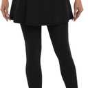 LouKeith Skirted Leggings for Women Athletic Skirt with Leggings Tennis Skirt Yoga Running Golf Skirts with 4 Pockets (Black, XL)