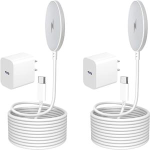 [Apple MFi Certified] 2Pack 6FT Mag-Safe Wireless Charger, 15W Fast Magnetic Pad with USB-C Block for iPhone 17/16/15/14/13/12 (Air/Pro/Max/Plus) & AirPods 4/3/2/Pro/Pro2 - Apple Wireless Charging Kit