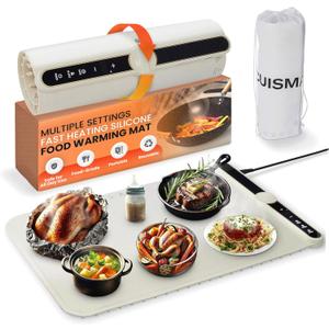 Food Heating Mat  Electric Warming Tray with Multi Temperature Levels, Silicone Roll-Up Pad to Keep Food Warm for Party, Portable Warming Tray with Raised Feet for Buffets, Events, Travel, Home