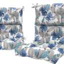 LVTXIII Outdoor Tufted High Back Cushions Set of 2 Patio Seasonal Replacement Rocking Chair Cushion with Ties, Solid Seat and Back Chair Cushion, (44 L x 22W, Clemens Noir Blue), 44x22x4