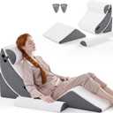 5PCS Wedge Pillow Set for After Surgery,Bed Orthopedic Pillow for Sleeping, Memory Foam Back Pillow for Pain Relief and Acid Reflux, Adjustable Sitting Up for Bed Post Surgery Pillow Grey