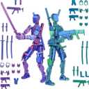 T13 3D Action Figure Set (Assembly Completed), 3D Printed Multi-Jointed, Titan 13 Action Figures, Multi-Articular Lucky Mobile Robot Nova T-13,Desktop Decorations for Game Lovers Toys (Purple/Green)