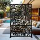 Outdoor Privacy Screen,72" H47" W Metal Privacy Screen, Freestanding Privacy Fence Panels for Patio (Black Web Pattern)