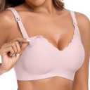 Scalloped Nursing Bras for Breastfeeding Seamless Wireless Maternity Bras for Pregnancy Soft Sleep Support Bra Purple M