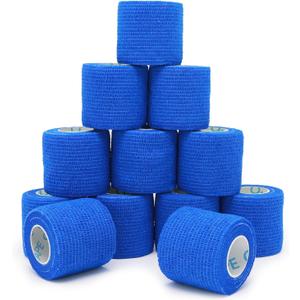 OK TAPE 12 Rolls Self Adhesive Bandage Wrap, Elastic Athletic Tape, Self Stick Bandage Tape, Vet Wrap, Medical Wrap for Wrist, Feet, 2" x 5 Yards - Blue