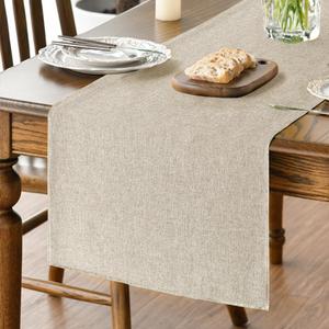 Artoid Mode Light Brown Table Runner, Seasonal Fall Washable Kitchen Dining Table Decoration for Home Party Decor 13x108 Inch