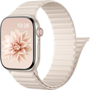 Patented Magnetic Sport Silicone Band Compatible with Apple Watch Bands 40mm 38mm 41mm 44mm 45mm 42mm 49mm Women Men, Soft Silicone Sport Loop Strap for iWatch Series 11 10 9 8 7 6 5 4 3 2 1 SE Ultra