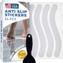 Anti Slip Shower Stickers 24 PCS, Invisible Non-Slip Shower Strips for Adults, Premium Adhesive Bath Tub Stickers (Clear) (Wavy)