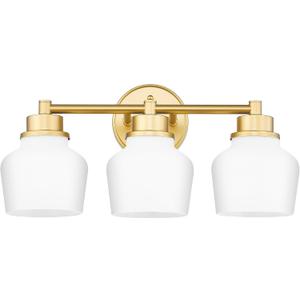 Emak Gold Vanity Light with Milk Glass Shade, Modern Bathroom Light Fixtures Over Mirror, 3-Light Bathroom Vanity Lights for Mirror, Bath, VL122-GD-ML-3