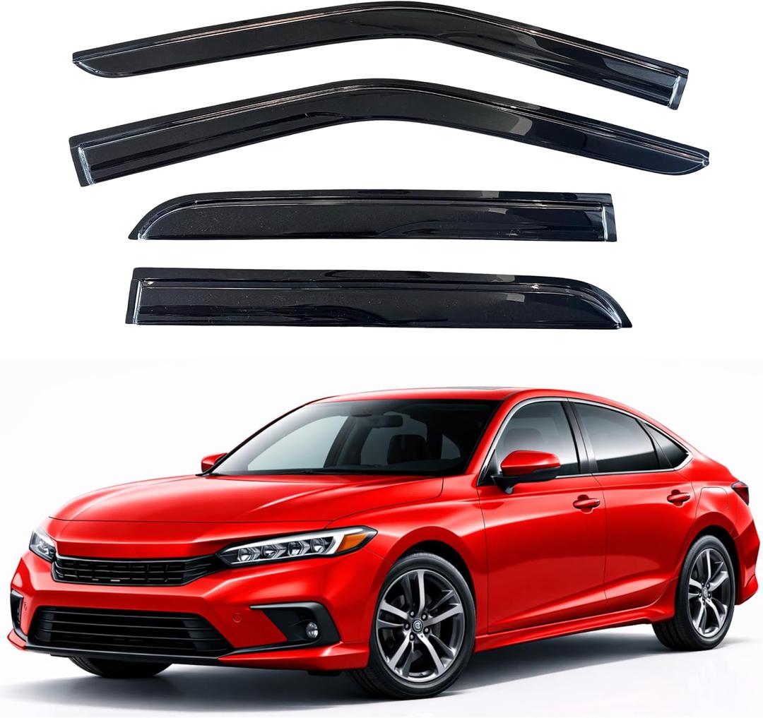 KPY Rain Guards Fit for 2022-2026 Honda Civic, Out-Channel Window Visors Vent Wind Deflectors 4PC, Car Accessories for 22-26 Civic