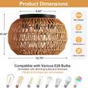 16" Boho Rattan Flush Mount Ceiling Light Fixture, Large Rustic Chandelier