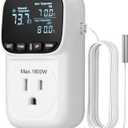 DEWENWILS Digital Temperature Controller, Heavy Duty 15A/1800W Thermostat Outlet Plug, VA Display Heating Cooling Control Timer, -40~210, Cyclic Timing/Countdown, for Greenhouse Incubator Homebrew (White)