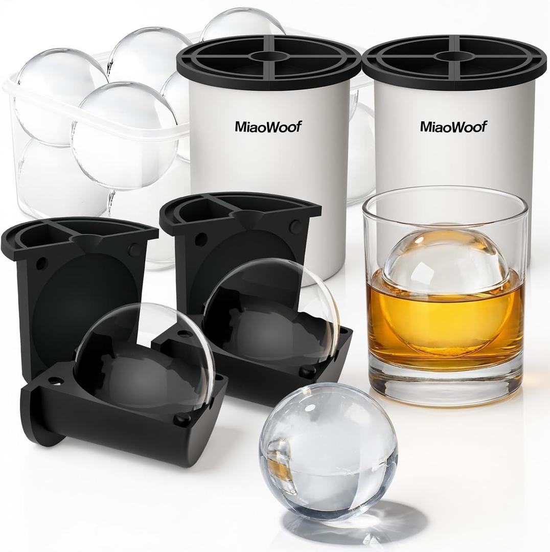 Clear Ice Cube Maker, 2.5 Inch Stainless Steel Crystal Large Clear Ice Ball Maker, Silicone Ice Cube Mold for Cocktails, Drinks & Bourbon, Whiskey Gifts for Men (2 Pack) (White)