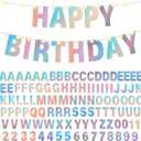 TaoBary 112 Pcs DIY Letter Custom Banner Glitter Customizable Banner Kit Including 107 Letters and Numbers 3 Rope for Valentines Day Birthday Party(Holographic)